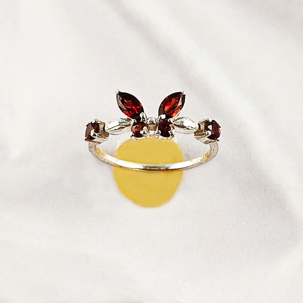 Mixed Gemstone Ring in Solid 925 Sterling Silver, Unique Stone Combination, Lightweight Fashion Jewelry, A6NP56