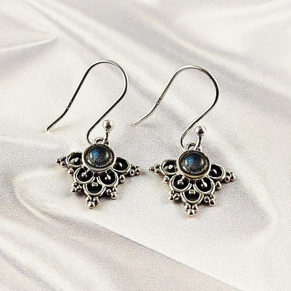 Mixed Gemstone Earrings in Solid 925 Sterling Silver, Multicolor Stone Statement Design, Lightweight Handmade Jewelry, A6DP59