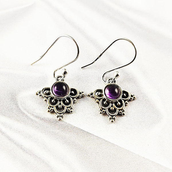 Mixed Gemstone Earrings in Solid 925 Sterling Silver, Multicolor Stone Statement Design, Lightweight Handmade Jewelry, A6DP59