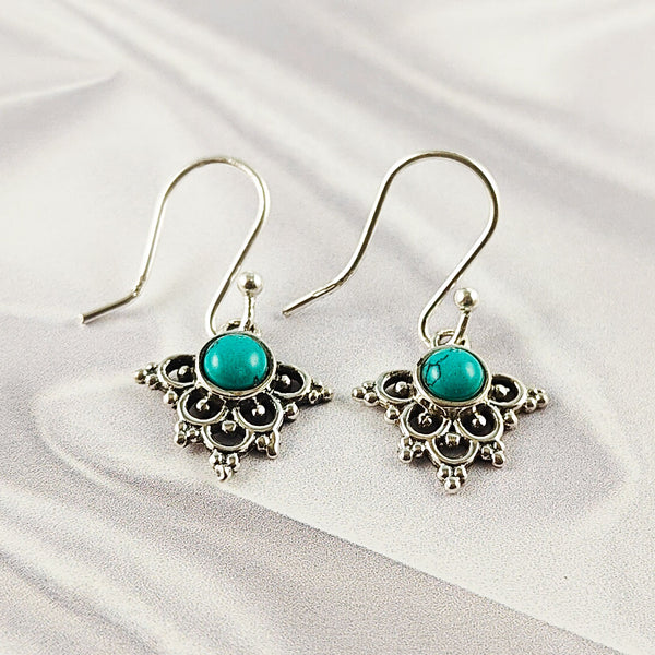 Mixed Gemstone Earrings in Solid 925 Sterling Silver, Multicolor Stone Statement Design, Lightweight Handmade Jewelry, A6DP59