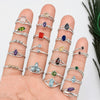 Wholesale Natural Gemstone Rings Set – 30 PCS Retailer Starter Pack | Solid 925 Sterling Silver Jewelry | Assorted Birthstone Rings- EWRL001