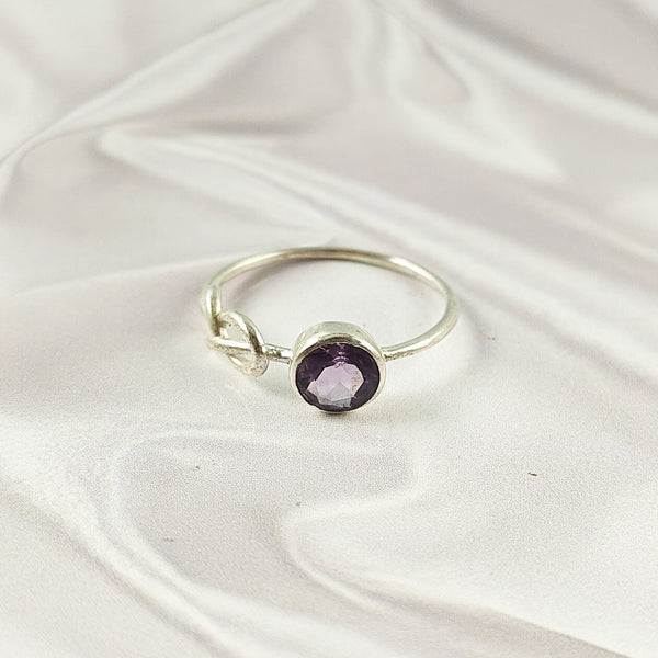 Amethyst Ring in Solid 925 Sterling Silver, Lightweight Casting Design, Elegant Purple Gemstone Jewelry, A6DP13